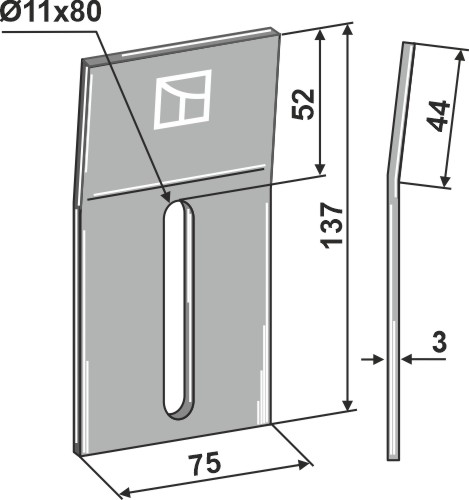 Abstreiferblech für Packerwalzen 137 x 75 mm, passend für Kuhn