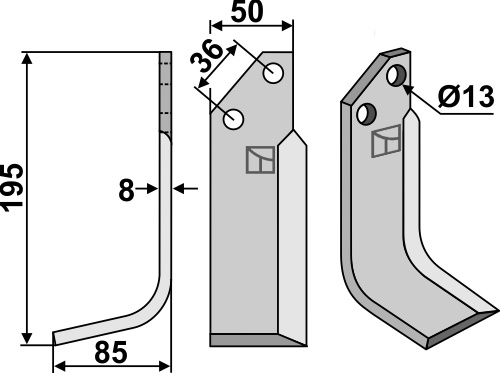 Fräsmesser 195x50mm, links, passend für JNC
