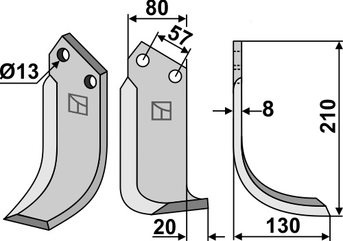 Fräsmesser 210x80mm, rechts, passend für Howard