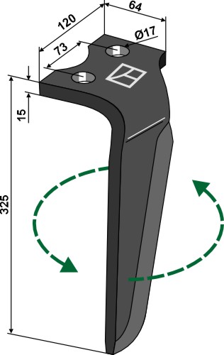 Kreiseleggenzinken links 325 mm x 120 mm, passend für Vogelu.Noot
