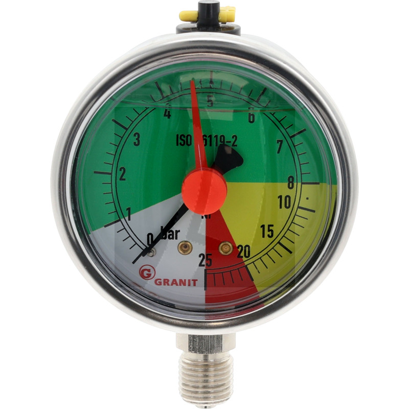 Manometer 0-8-25bar unten 1/4" 