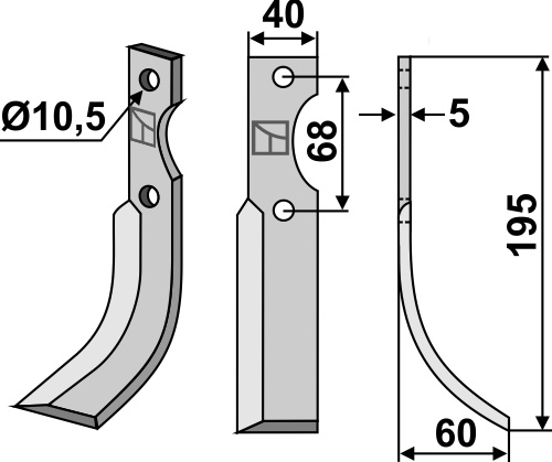 Fräsmesser 195x40mm, rechts, passend für Barbieri