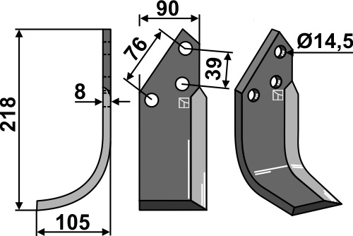 Fräsmesser 218x90mm, links, passend für Breviglieri/Breviagri