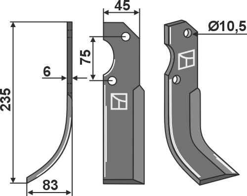Fräsmesser 235x45mm, links, passend für Fort und Roteco