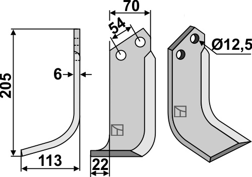 Fräsmesser 205x70mm, links, passend für Dondi und Goldoni