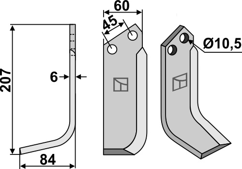 Fräsmesser 207x60mm, links, passend für Valpadana