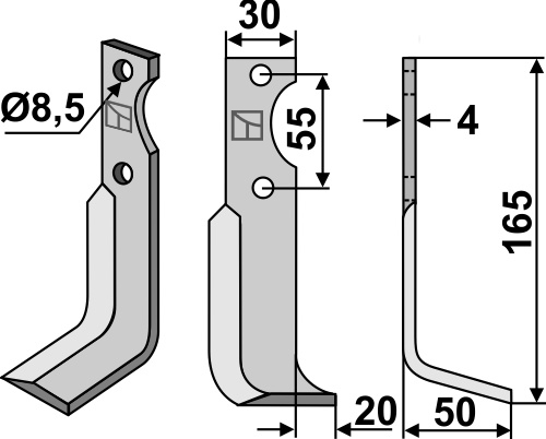Fräsmesser 165x30mm, rechts, passend für M.A.B.Bocchini