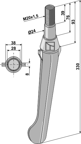 Kreiseleggenzinken 330 mm, passend für Lely