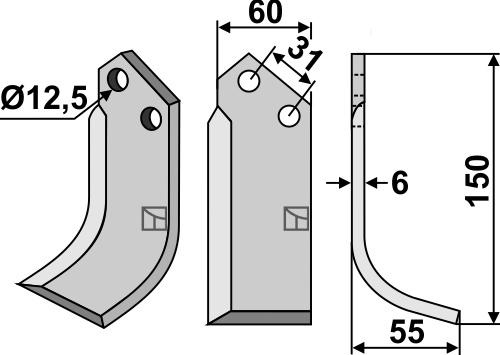 Fräsmesser 150x60mm, rechts, passend für Dondi