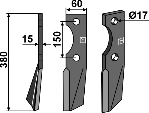 Rotorzinken 380x60mm, links, passend für Alpego