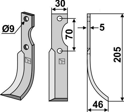 Fräsmesser 205x30mm, rechts, passend für Honda