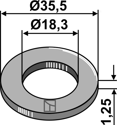 Scheibe 35,5x1,25x18,3, passend für AS Motor