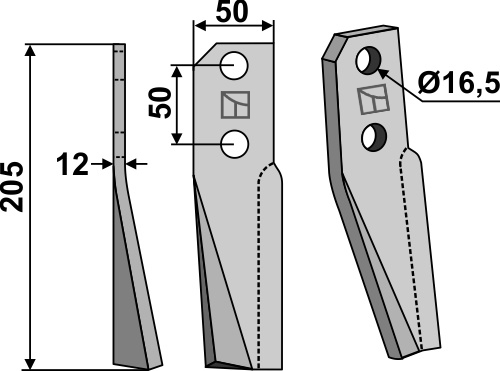 Rotorzinken 205x50mm, links, passend für Kuhn