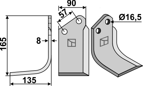 Fräsmesser 165x902mm, links, passend für Kuhn