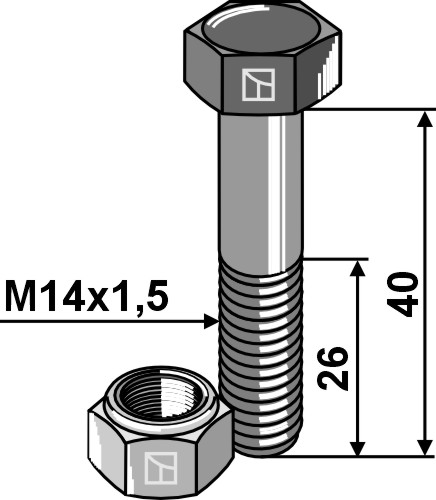 Sechskantschraube M14x1,5x40 mit Sicherungsmutter