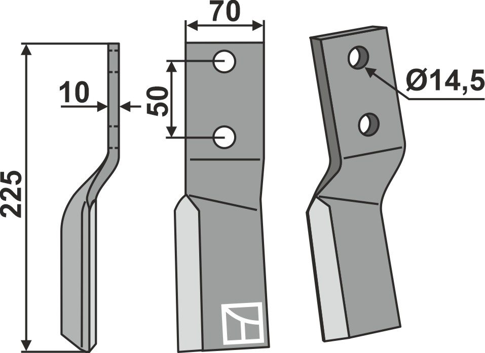Rotorzinken 225x70mm, links, passend für Vigolo