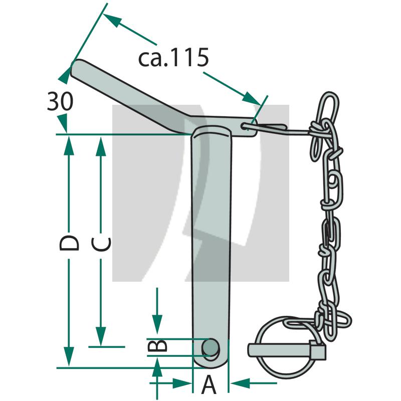 Oberlenkerbolzen mit Kette 151 mm Oberlenkerbolzen mit Kette 151 mm