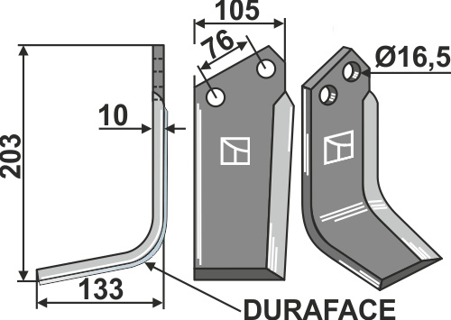 Fräsmesser DURAFACE 203x105mm, links, passend für Kuhn