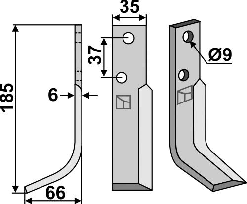 Fräsmesser 185x35mm, links, passend für NibbiBruno