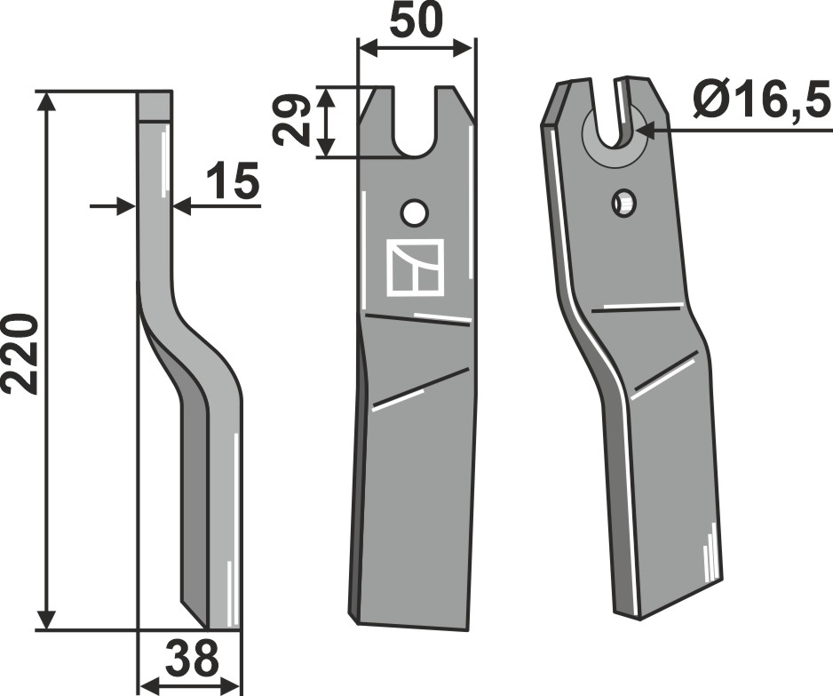 Rotorzinken 220x50mm, links, passend für Kuhn