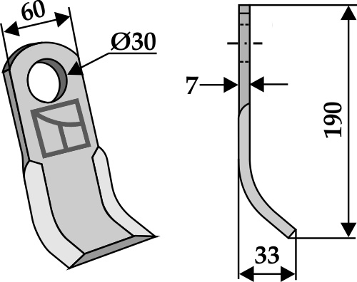 Y-Messer 190x60 mm, passend für Agromet und Saxonia