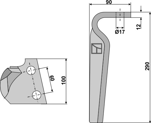 Kreiseleggenzinken, rechts 290 mm x 100 mm, passend für Feraboli
