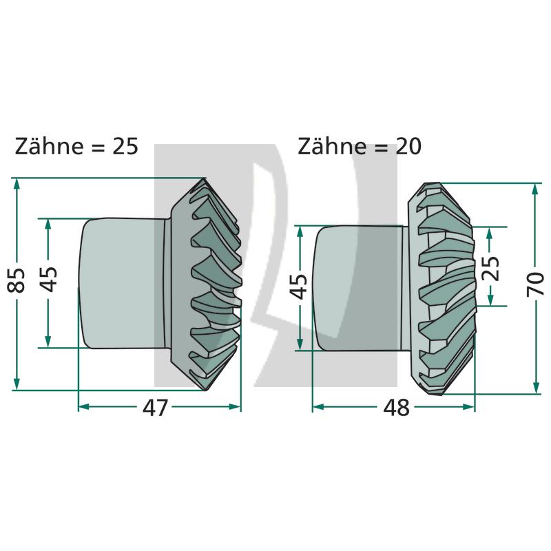 Kegelrad 25 und 20 Zähne Fella
