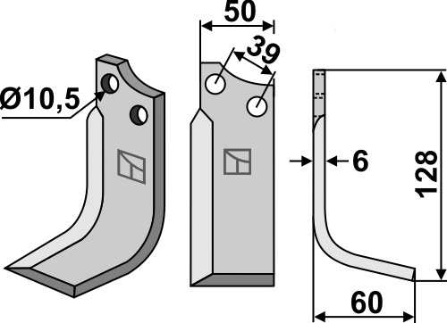 Fräsmesser 128x50mm, rechts, passend für Ompi