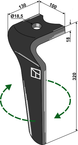 Kreiseleggenzinken, rechts 320 mm x 100 mm, passend für Kverneland und Maletti