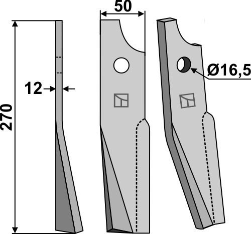 Rotorzinken 270x50mm, links, passend für Kuhn