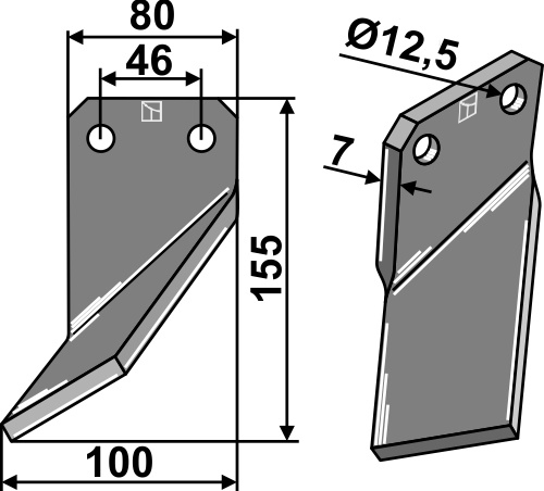 Rotorzinken 155x80mm, links, passend für Forigo-Roteritalia