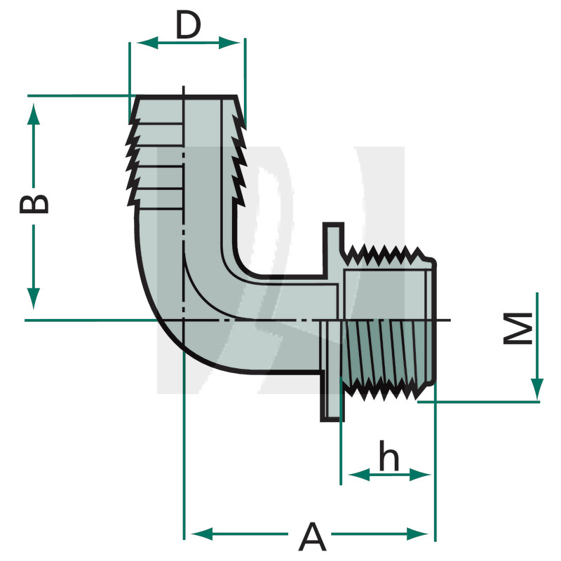 Schlauchtülle 90°, Ø 13mm x AG 1/2"
