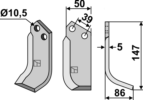 Fräsmesser 147x50mm, rechts, passend für Goldoni
