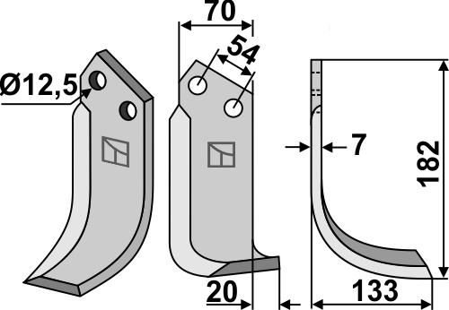 Fräsmesser 182x70mm, rechts, passend für Pegoraro