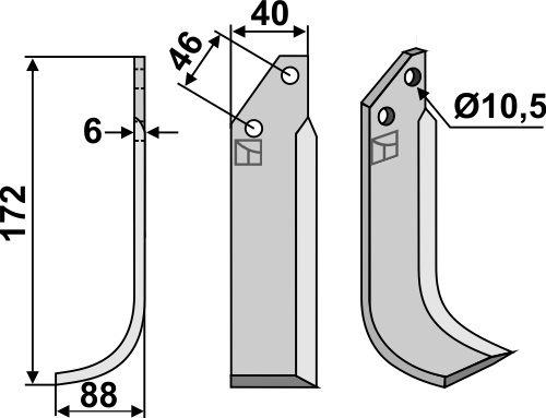 Fräsmesser 172x40mm, links, passend für Adriatica