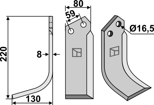 Fräsmesser 220x80mm, links, passend für Rabe