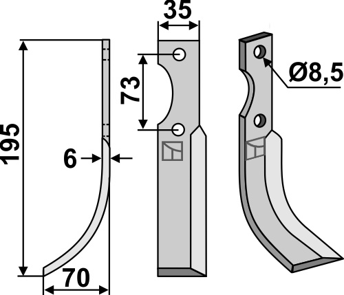 Fräsmesser 195x35mm, links, passend für Pasbo
