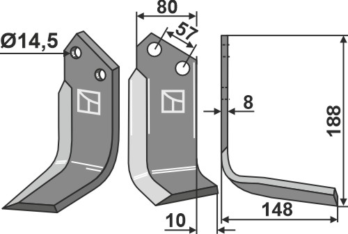 Fräsmesser 188x80mm, rechts, passend für Celli