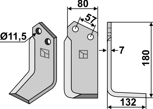 Fräsmesser 180x80mm, rechts, passend für Howard