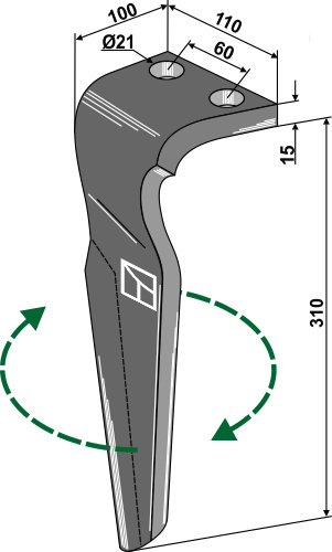 Kreiseleggenzinken rechts 310 mm x 110 mm, passend für Feraboli und Vigolo