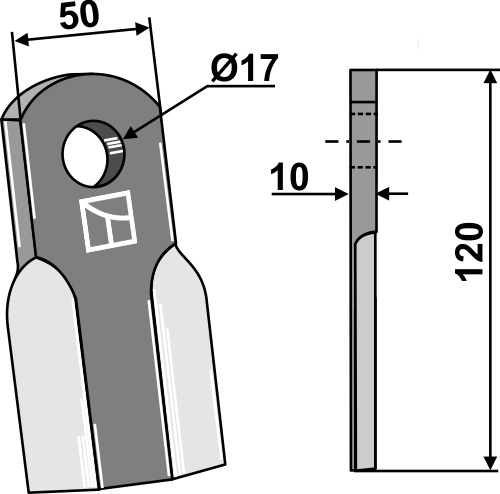 Gerades Messer 120x50 mm, passend für agricom und Celli