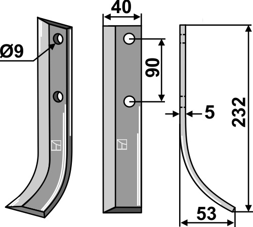 Fräsmesser 232x40mm, rechts, passend für Fischgräbe