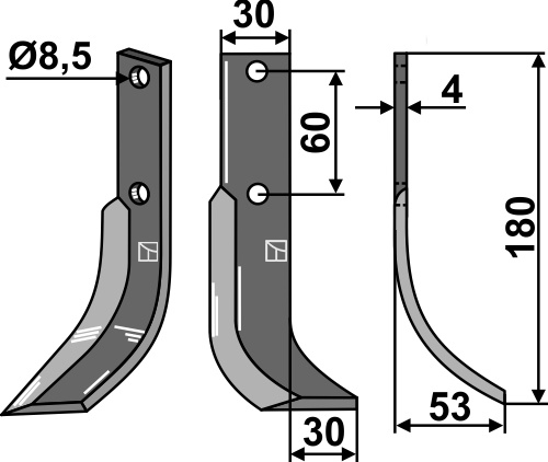 Fräsmesser 180x30mm, rechts, passend für Honda