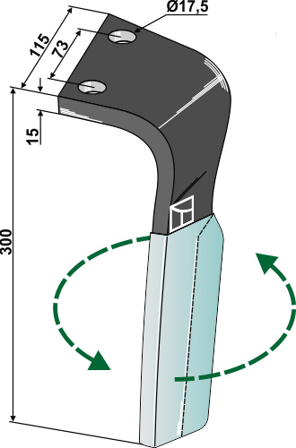 Kreiseleggenzinken (DURAFACE), links 300 x 15 mm, passend für Lemken