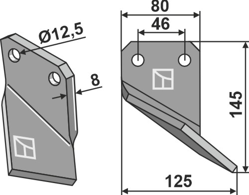 Rotorzinken 145x80mm, rechts, passend für Massano