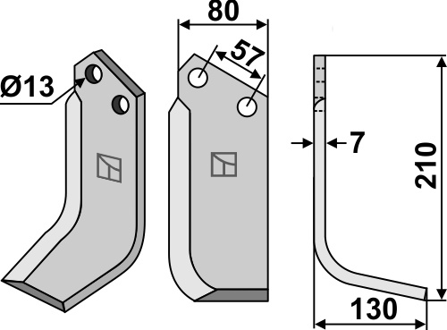 Fräsmesser 210x80mm, rechts, passend für Breviglieri/Breviagri, Howard und mehr