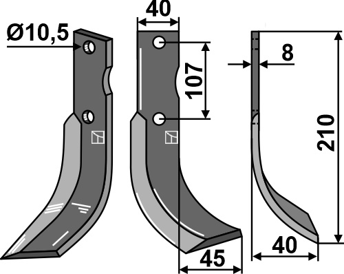 Fräsmesser 210x40mm, rechts, passend für Calderoni