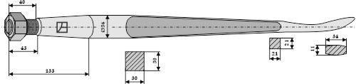 Löffelzinken 1100 mm, passend für Baas-Trima