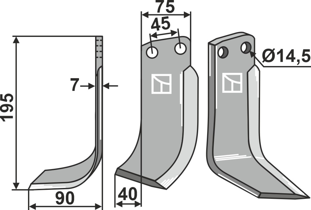 Fräsmesser 195x75mm, links, passend für Gehring