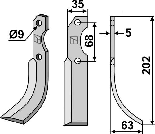 Fräsmesser 202x35mm, rechts, passend für Barbieri
